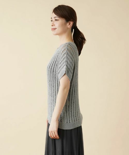 Leilian / レリアン ニット・セーター | 透かし編みフレンチスリーブニット | 詳細5