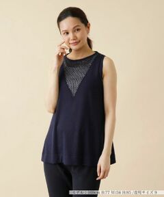 Leilian / レリアン ニット・セーター | メッシュ切替ノースリーブニット