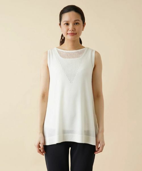 Leilian / レリアン ニット・セーター | メッシュ切替ノースリーブニット | 詳細4