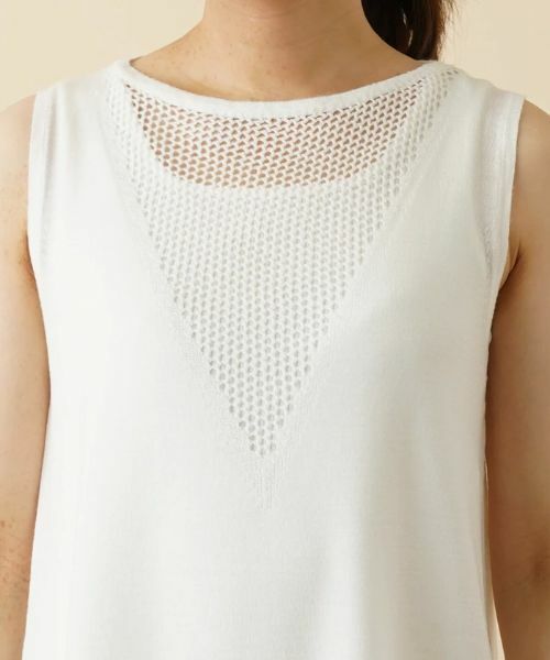 Leilian / レリアン ニット・セーター | メッシュ切替ノースリーブニット | 詳細7