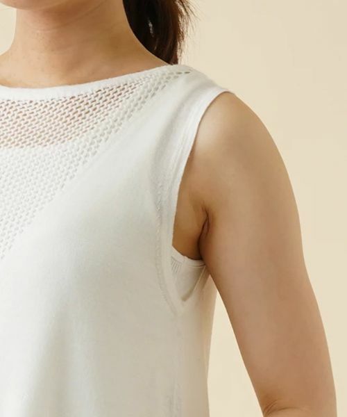 Leilian / レリアン ニット・セーター | メッシュ切替ノースリーブニット | 詳細9