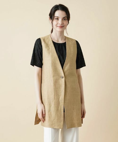 Leilian / レリアン テーラードジャケット | Vネックロングベスト | 詳細4