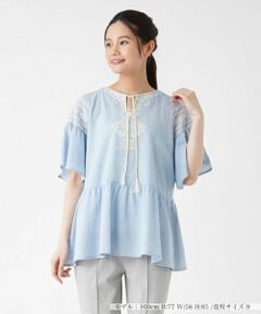 Leilian / レリアン シャツ・ブラウス | ペプラム刺繍ブラウス