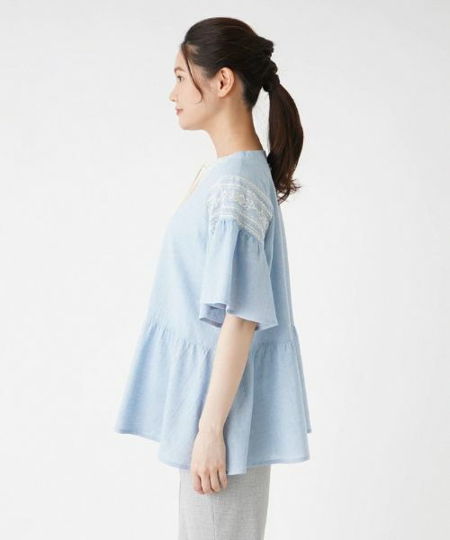 Leilian / レリアン シャツ・ブラウス | ペプラム刺繍ブラウス | 詳細8