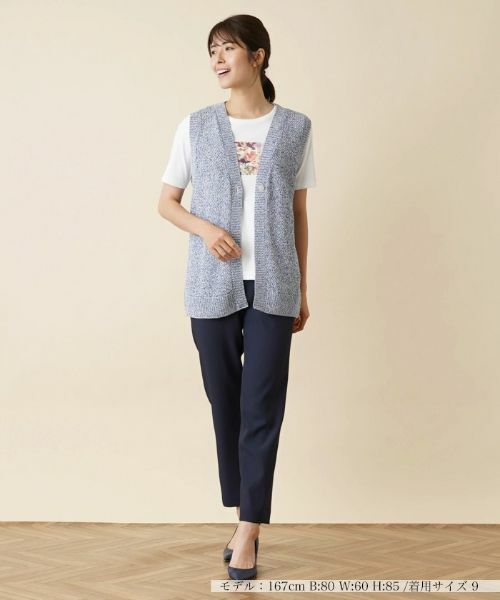 Leilian / レリアン テーラードジャケット | 透かし編みニットベスト | 詳細1