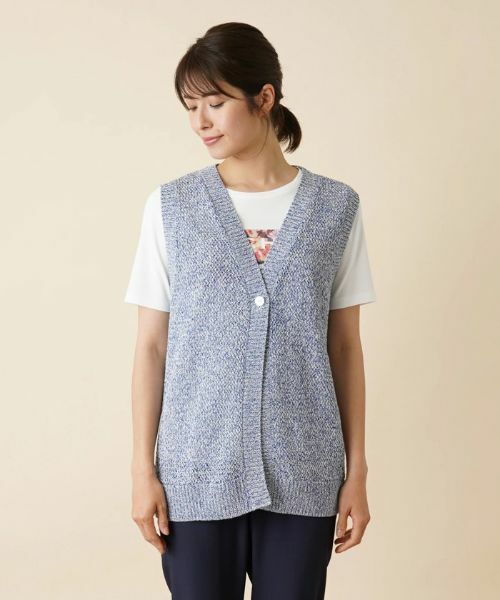 Leilian / レリアン テーラードジャケット | 透かし編みニットベスト | 詳細4