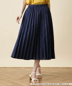 Leilian / レリアン ロング・マキシ丈スカート | 洗えるカットワークプリーツスカート