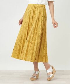 Leilian / レリアン ロング・マキシ丈スカート | 洗えるカットワークプリーツスカート