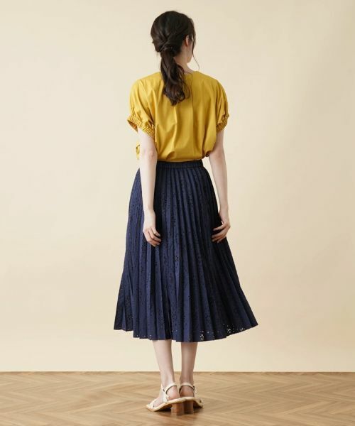 Leilian / レリアン ロング・マキシ丈スカート | 洗えるカットワークプリーツスカート | 詳細3