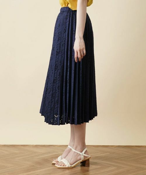 Leilian / レリアン ロング・マキシ丈スカート | 洗えるカットワークプリーツスカート | 詳細5