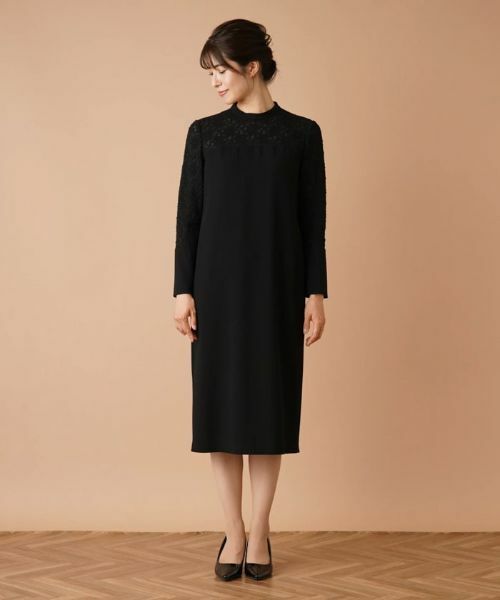 Leilian / レリアン ドレス | レース切替ハイネックワンピース【ROCHAS Premiere】 | 詳細4