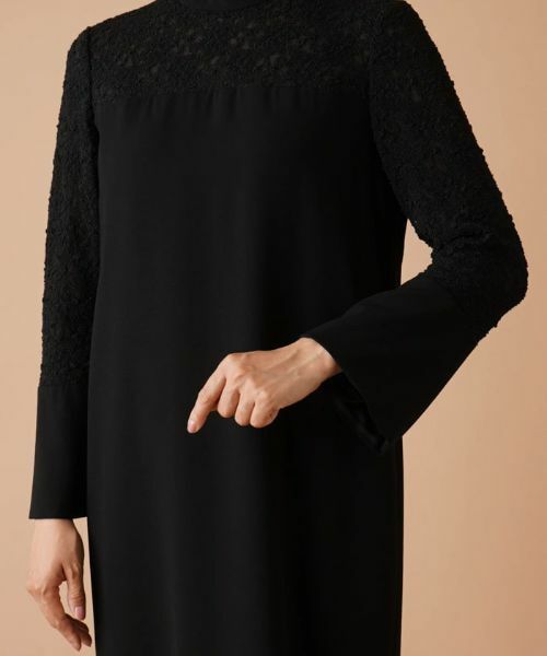 Leilian / レリアン ドレス | レース切替ハイネックワンピース【ROCHAS Premiere】 | 詳細9
