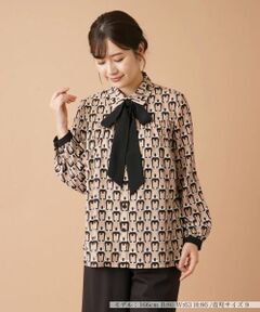 Leilian / レリアン シャツ・ブラウス | プリントボウタイブラウス【ROCHAS Premiere】【ERICA】