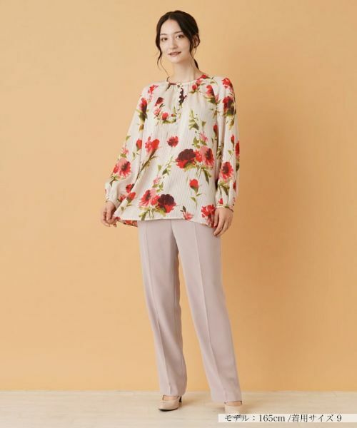 Leilian / レリアン シャツ・ブラウス | フラワー柄ヘンリーネックブラウス【ROCHAS Premiere】 | 詳細1