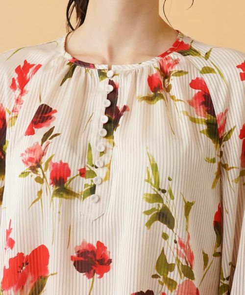 Leilian / レリアン シャツ・ブラウス | フラワー柄ヘンリーネックブラウス【ROCHAS Premiere】 | 詳細7