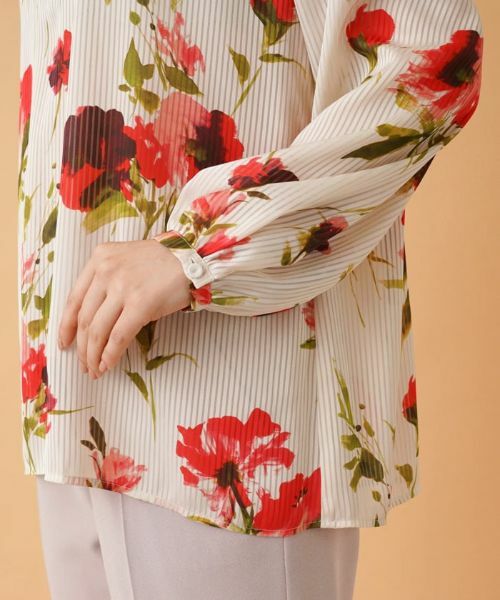 Leilian / レリアン シャツ・ブラウス | フラワー柄ヘンリーネックブラウス【ROCHAS Premiere】 | 詳細9
