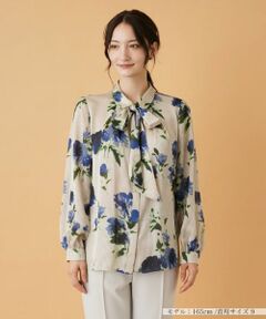 Leilian / レリアン シャツ・ブラウス | フラワー柄ボウタイ比翼ブラウス【ROCHAS Premiere】