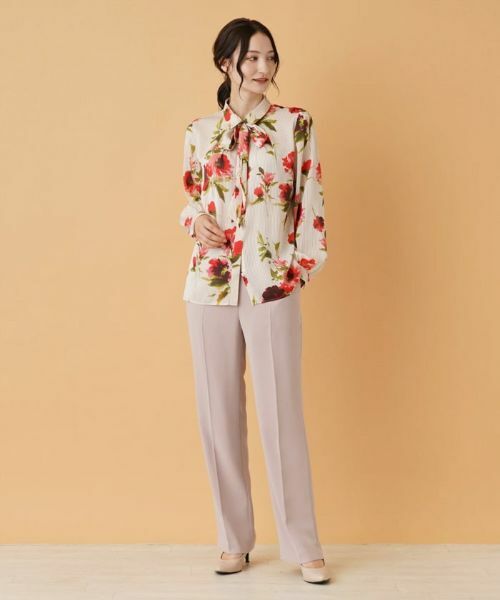 Leilian / レリアン シャツ・ブラウス | フラワー柄ボウタイ比翼ブラウス【ROCHAS Premiere】 | 詳細1