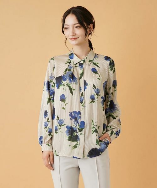 Leilian / レリアン シャツ・ブラウス | フラワー柄ボウタイ比翼ブラウス【ROCHAS Premiere】 | 詳細11