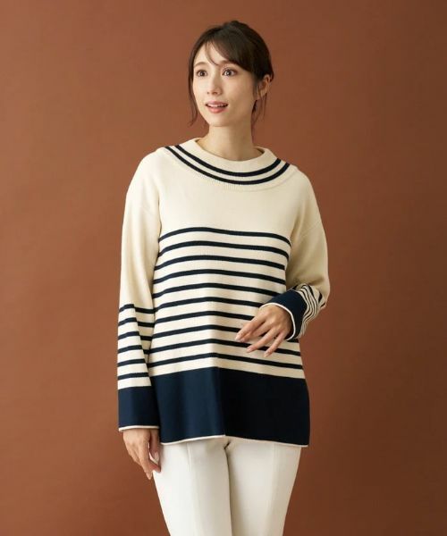 Leilian / レリアン ニット・セーター | ボーダーモックネックニット | 詳細1