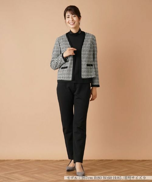 Leilian / レリアン テーラードジャケット | 千鳥格子柄ノーカラージャケット | 詳細1