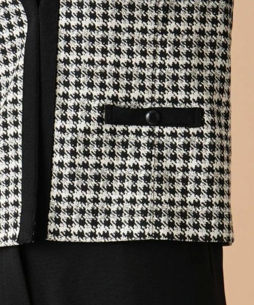 Leilian / レリアン テーラードジャケット | 千鳥格子柄ノーカラージャケット | 詳細11