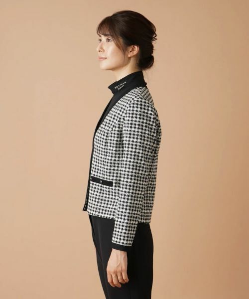 Leilian / レリアン テーラードジャケット | 千鳥格子柄ノーカラージャケット | 詳細5