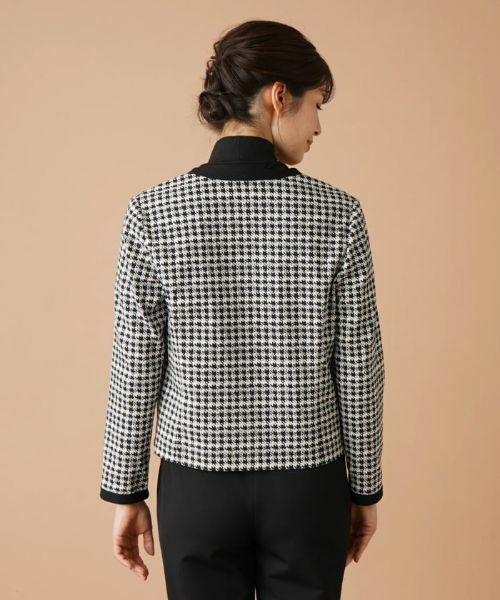 Leilian / レリアン テーラードジャケット | 千鳥格子柄ノーカラージャケット | 詳細6