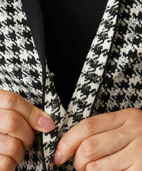 Leilian / レリアン テーラードジャケット | 千鳥格子柄ノーカラージャケット | 詳細8