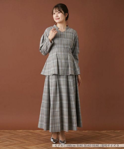 Leilian / レリアン シャツ・ブラウス | 【セットアップ対応商品】チェックペプラムブラウス【Leilian：EZUMI】 | 詳細1