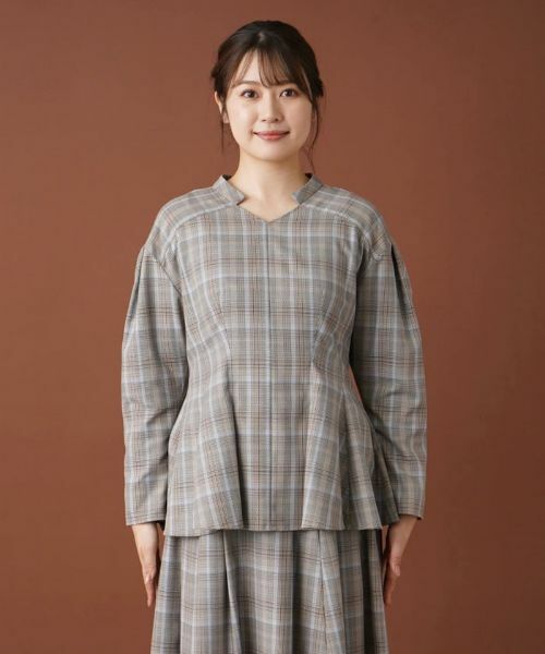 Leilian / レリアン シャツ・ブラウス | 【セットアップ対応商品】チェックペプラムブラウス【Leilian：EZUMI】 | 詳細4