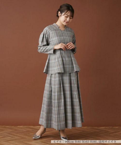 Leilian / レリアン ミニ・ひざ丈スカート | 【セットアップ対応商品】チェックロングフレアスカート【Leilian：EZUMI】 | 詳細1