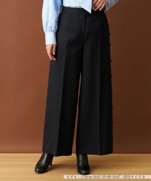 Leilian/レリアン アシンメトリーワイドパンツ【Leilian：EZUMI】 ネイビー 9(M)