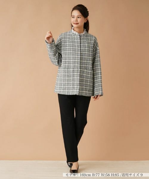 Leilian / レリアン テーラードジャケット | チェックノーカラージャケット【my perfect wardrobe】 | 詳細1