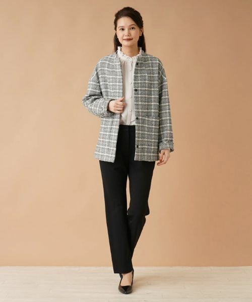 Leilian / レリアン テーラードジャケット | チェックノーカラージャケット【my perfect wardrobe】 | 詳細4