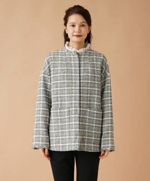 Leilian / レリアン テーラードジャケット | チェックノーカラージャケット【my perfect wardrobe】 | 詳細5