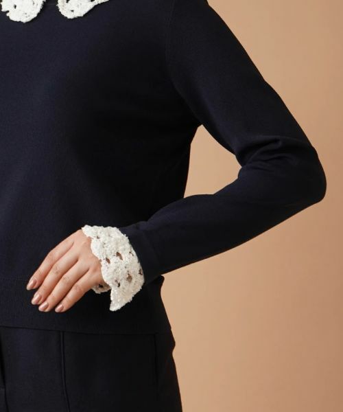 Leilian / レリアン ニット・セーター | クロッシェ編み切替ニット | 詳細24