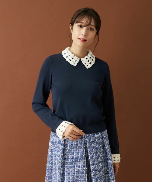 Leilian / レリアン ニット・セーター | クロッシェ編み切替ニット | 詳細4