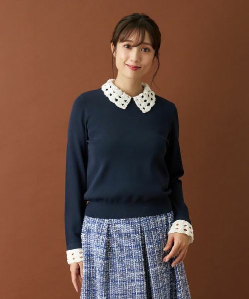 Leilian / レリアン ニット・セーター | クロッシェ編み切替ニット | 詳細5