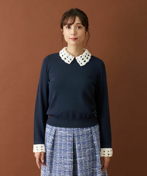 Leilian / レリアン ニット・セーター | クロッシェ編み切替ニット | 詳細6