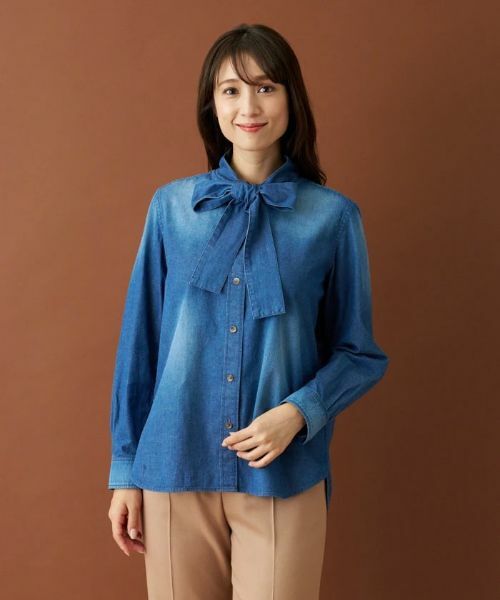 Leilian / レリアン シャツ・ブラウス | ボウタイデニムブラウス | 詳細10