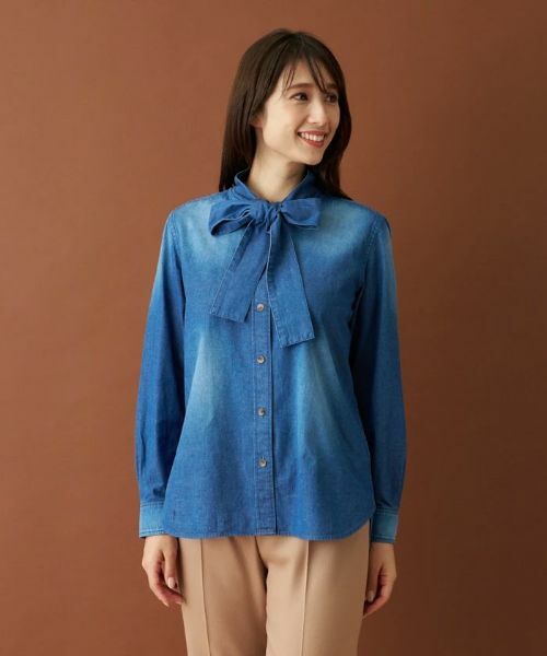 Leilian / レリアン シャツ・ブラウス | ボウタイデニムブラウス | 詳細12