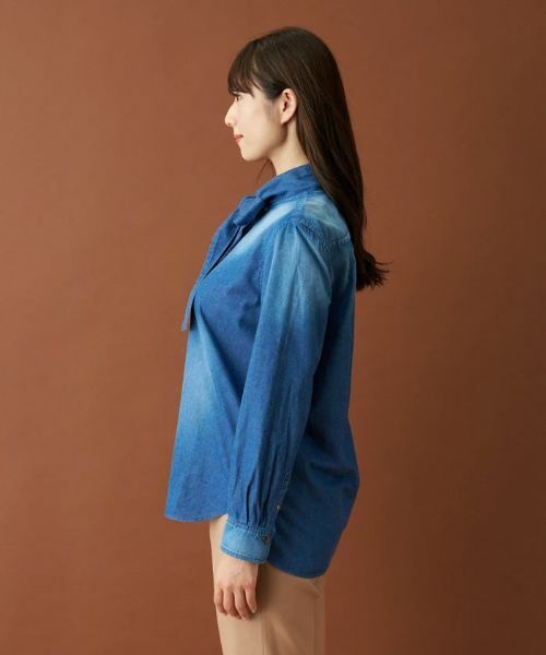 Leilian / レリアン シャツ・ブラウス | ボウタイデニムブラウス | 詳細14