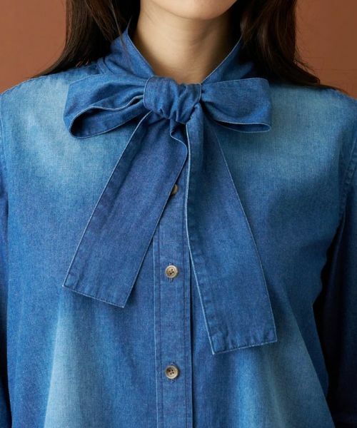 Leilian / レリアン シャツ・ブラウス | ボウタイデニムブラウス | 詳細16