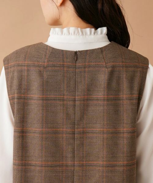 Leilian / レリアン ロング・マキシ丈ワンピース | チェックVネックジャンパースカート | 詳細29