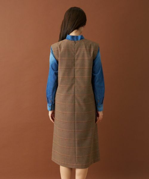 Leilian / レリアン ロング・マキシ丈ワンピース | チェックVネックジャンパースカート | 詳細6