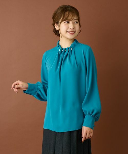 Leilian / レリアン シャツ・ブラウス | ビジューギャザーネックブラウス | 詳細6