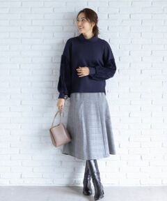 Leilian / レリアン スウェット | 袖切替ハイネックプルオーバー