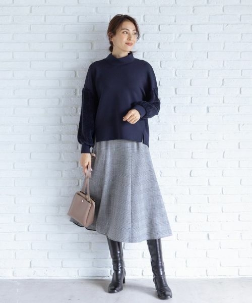 Leilian / レリアン スウェット | 袖切替ハイネックプルオーバー | 詳細1