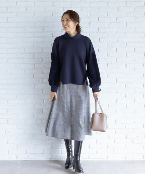 Leilian / レリアン スウェット | 袖切替ハイネックプルオーバー | 詳細2
